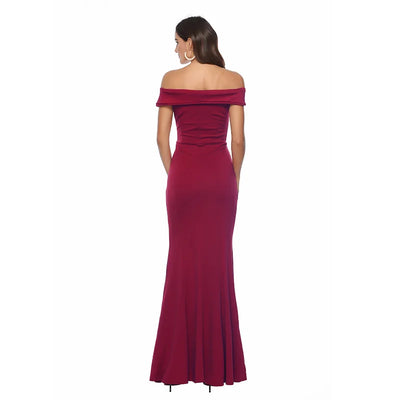 V Neck Slit Dress Banquet Evening Dress Long Skirt