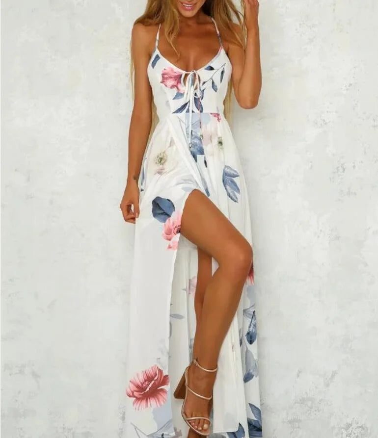 Printed Chiffon Dress with Ruffle