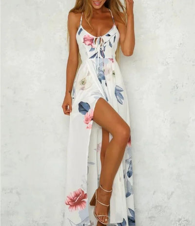 Printed Chiffon Dress with Ruffle