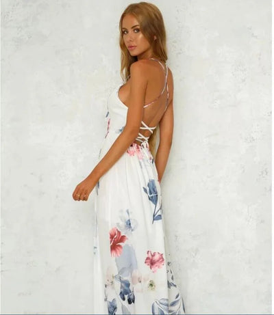 Printed Chiffon Dress with Ruffle