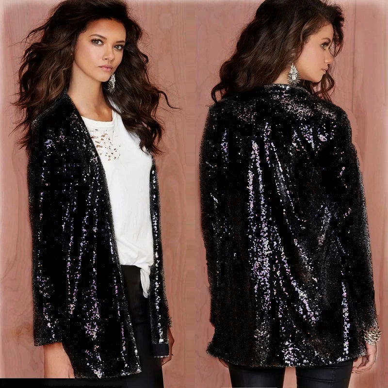 Solid Color Sequin Jacket