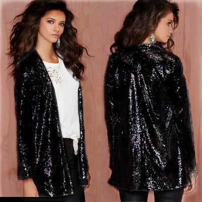 Solid Color Sequin Jacket