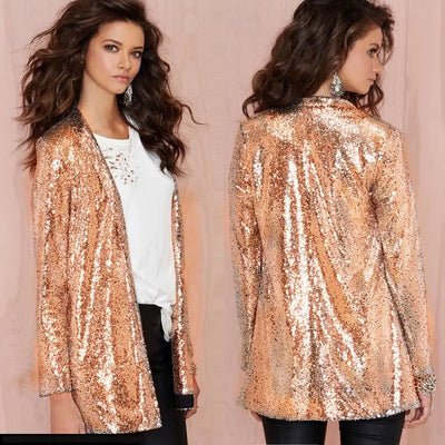 Solid Color Sequin Jacket