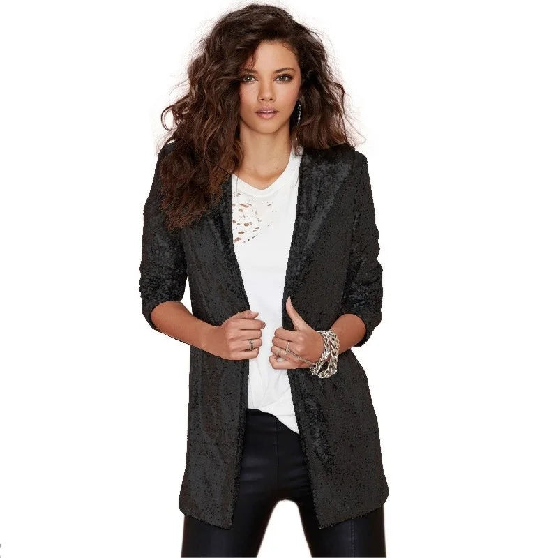 Solid Color Sequin Jacket
