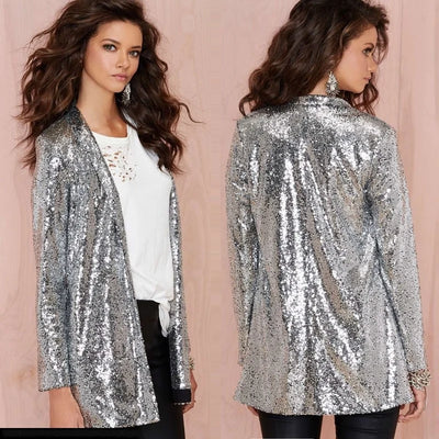 Solid Color Sequin Jacket