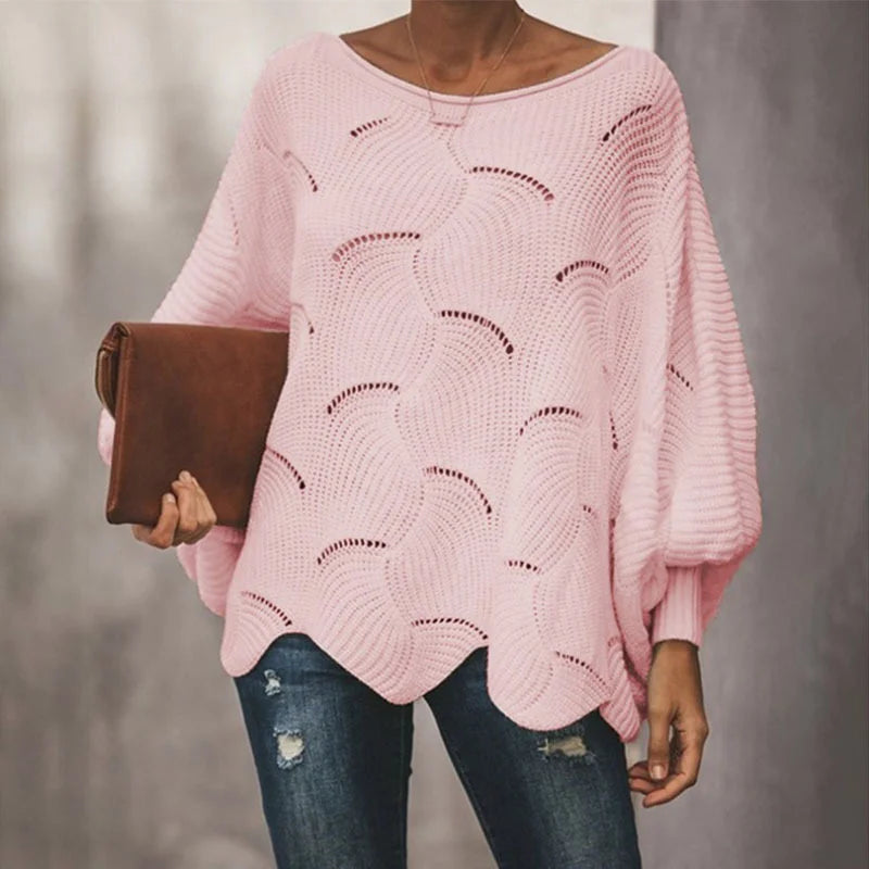 Large Size Sweater Women Hollow Hook Flower Loose