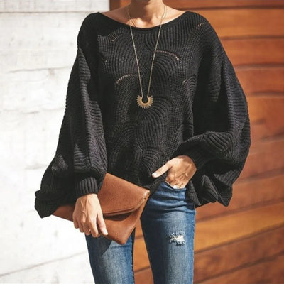 Large Size Sweater Women Hollow Hook Flower Loose