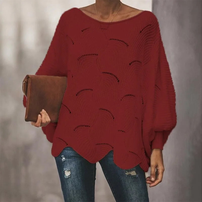 Large Size Sweater Women Hollow Hook Flower Loose