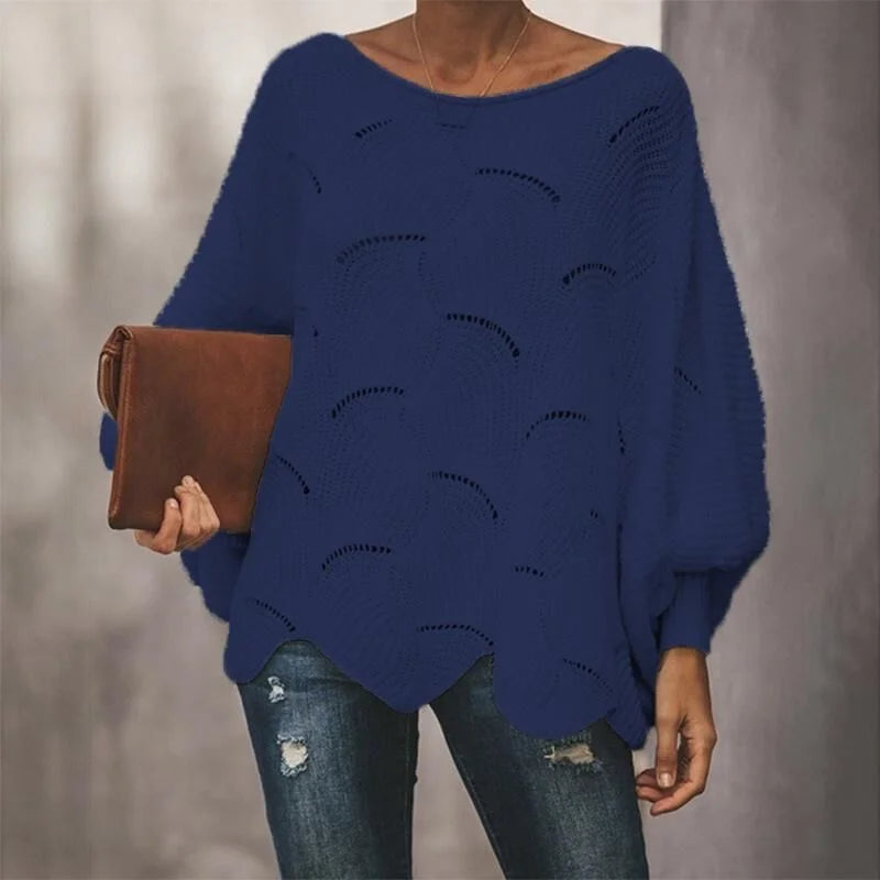 Large Size Sweater Women Hollow Hook Flower Loose