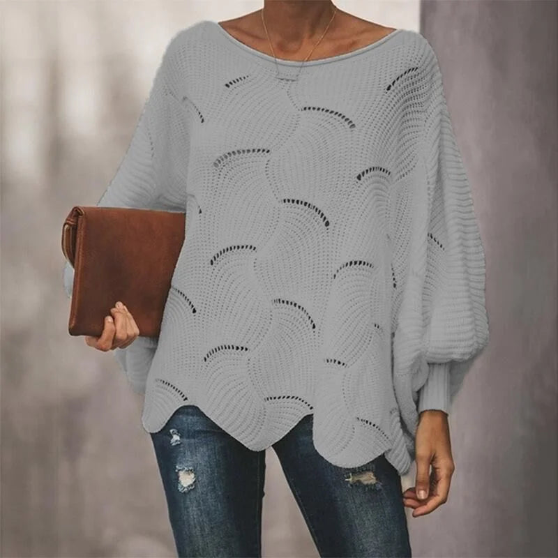 Large Size Sweater Women Hollow Hook Flower Loose