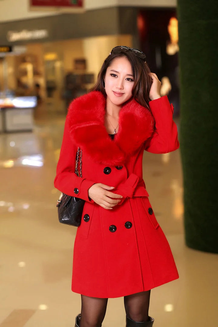 Woolen Women’s Coat Double Breasted