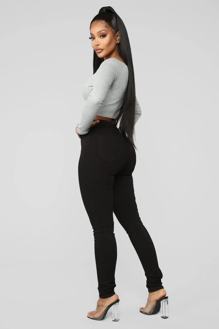 Black Skinny Jeans High Waist Elastic