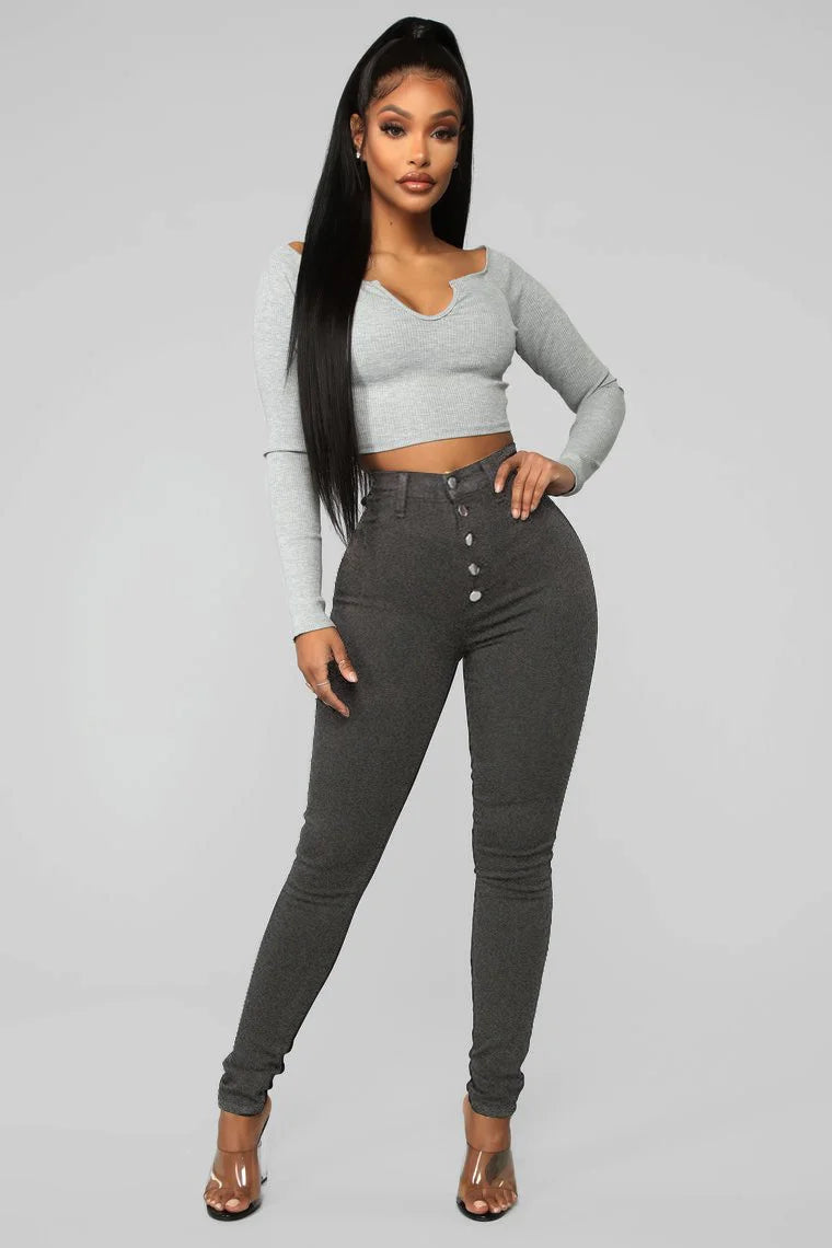 Black Skinny Jeans High Waist Elastic