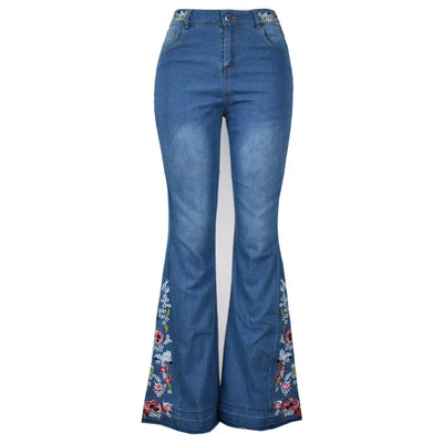 Jeans Embroidered Washed Flared Jeans