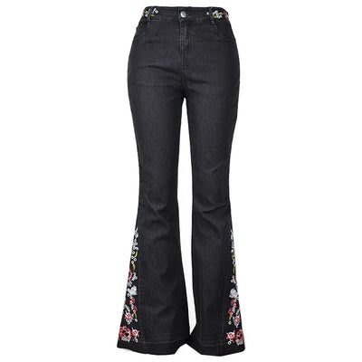 Jeans Embroidered Washed Flared Jeans