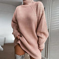 Explosive Knit Midi Raglan Sleeve Turtleneck Sweater Dress
