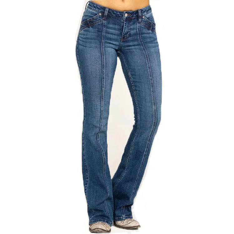 Ladies Jeans Slim Water Wash Bell Bottoms Women’s Trousers