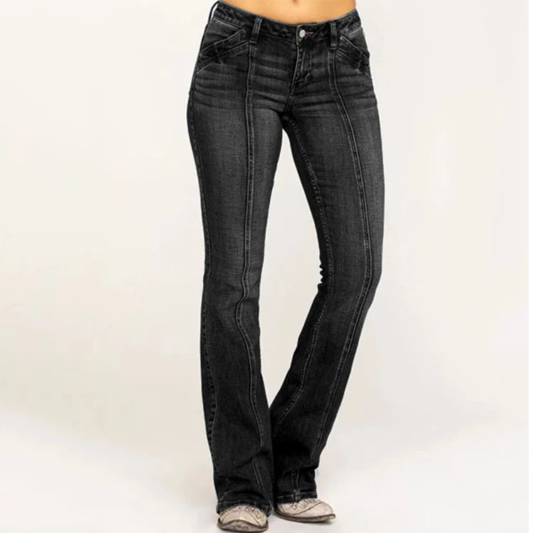 Ladies Jeans Slim Water Wash Bell Bottoms Women’s Trousers