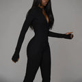 Women’s New High Waisted Zipper Slim Sports Jumpsuit