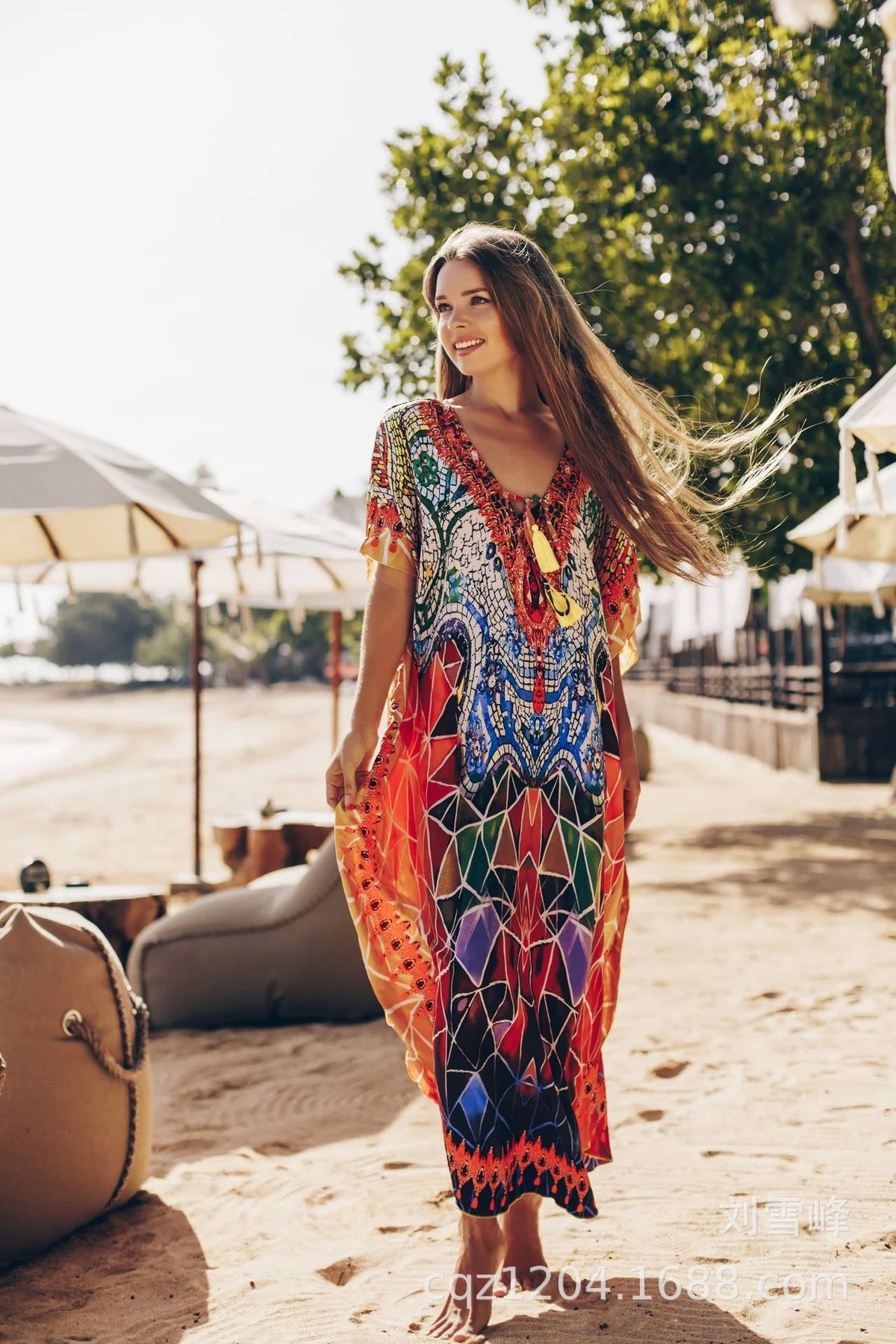 Beach Robe Quick-Drying Fabric Printed Sun Blocking
