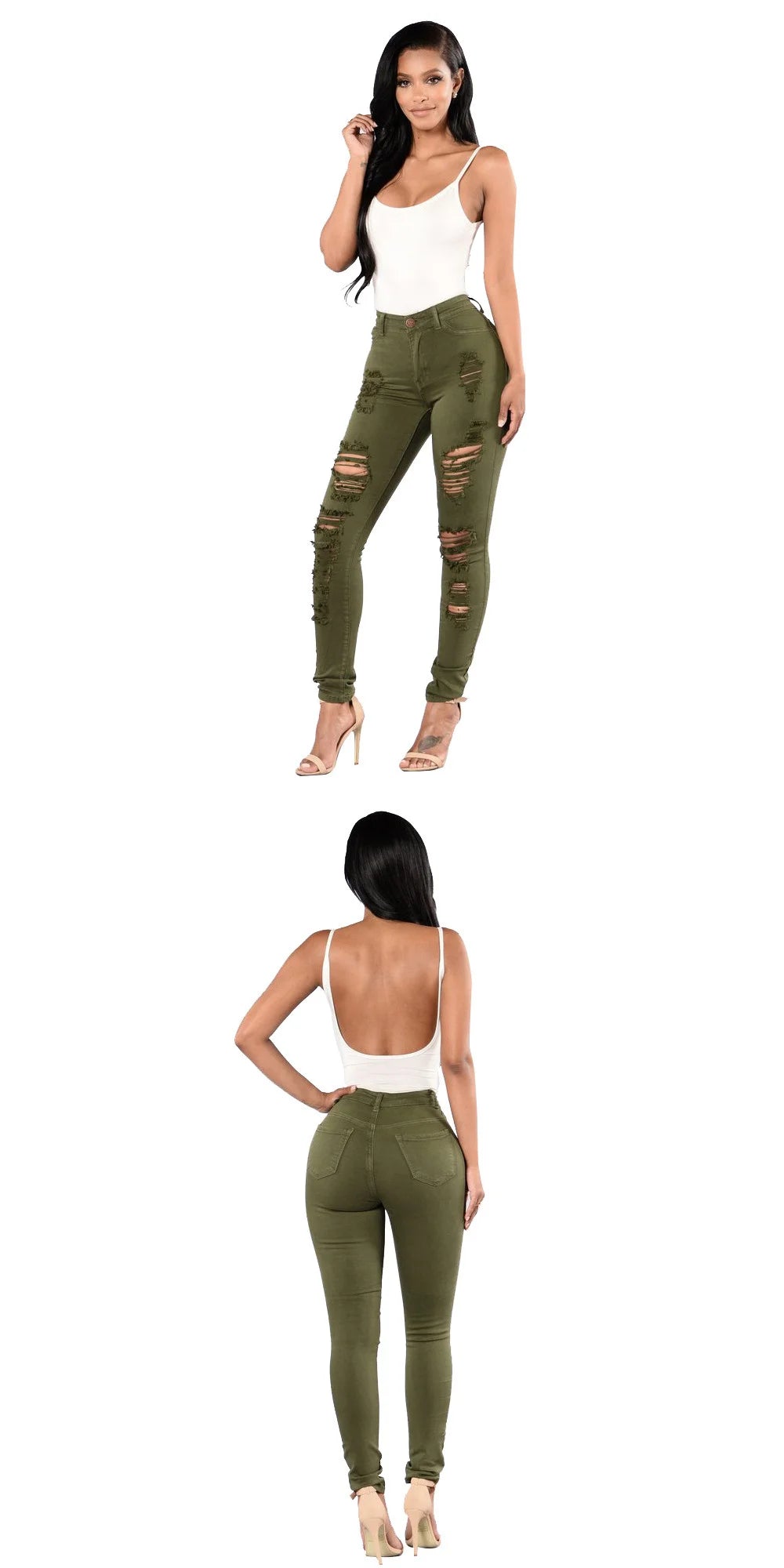 Ripped Jeans Knee Length Small Leg