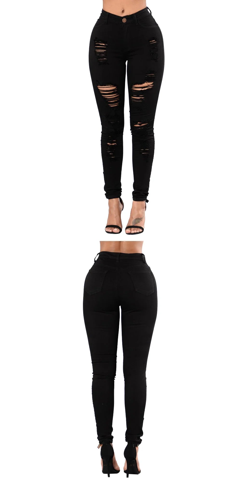 Ripped Jeans Knee Length Small Leg