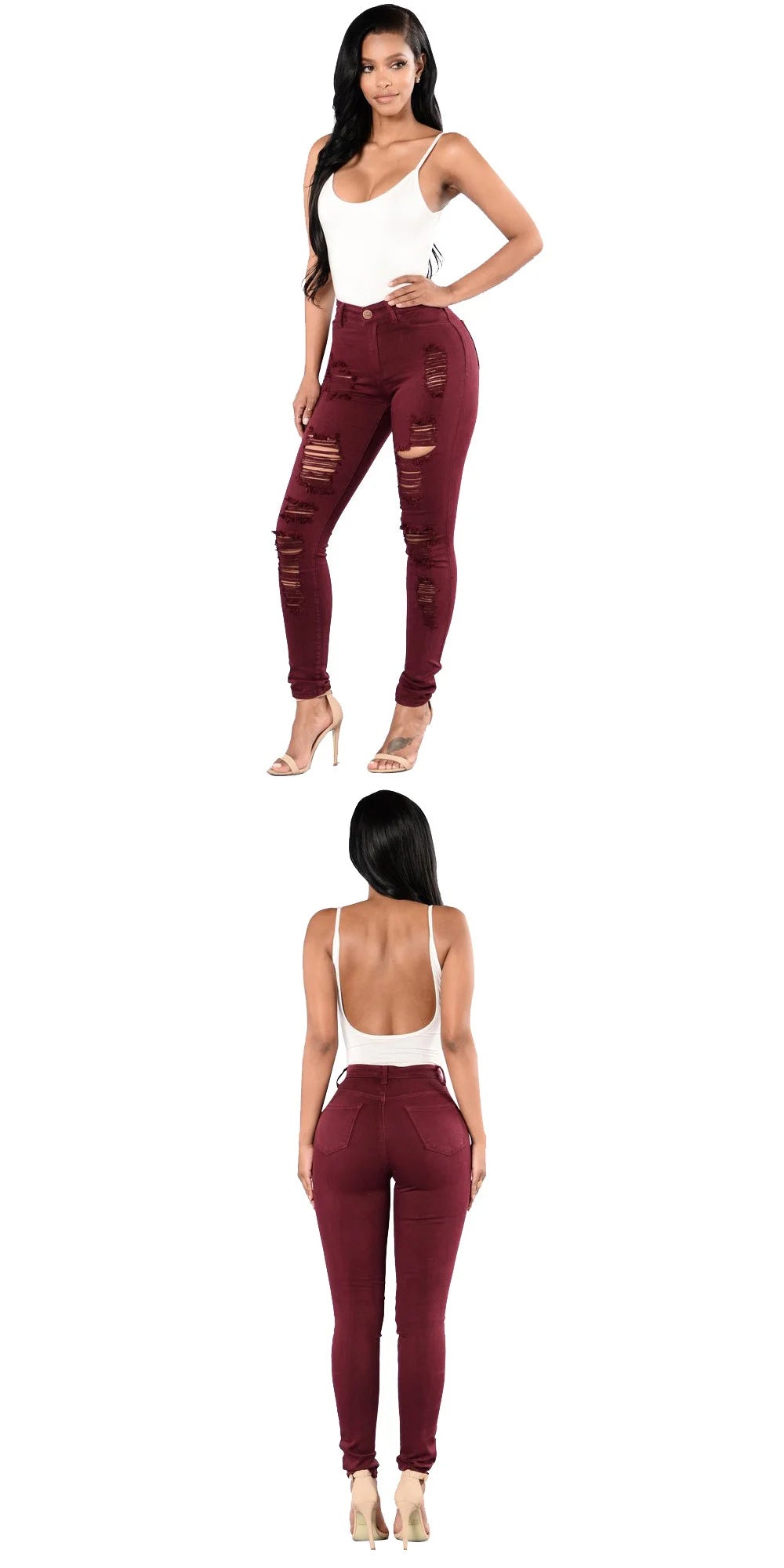 Ripped Jeans Knee Length Small Leg
