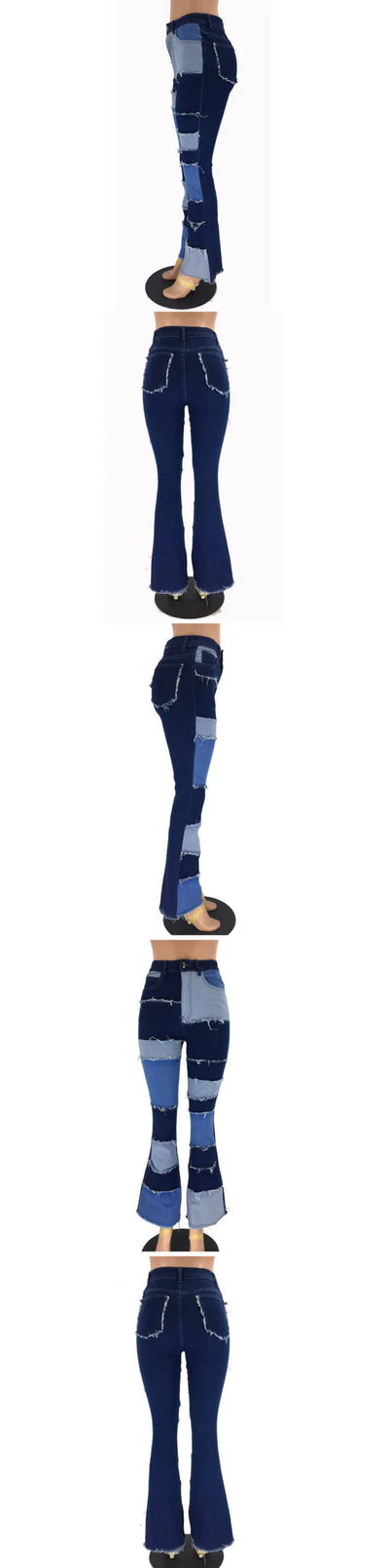 Contrast Patchwork High Waist Jeans