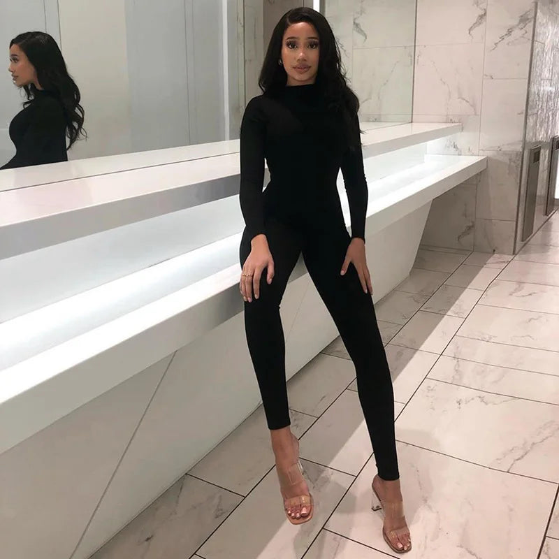 Long Sleeved Slim High Waisted Hip Lifting Sports Jumpsuit