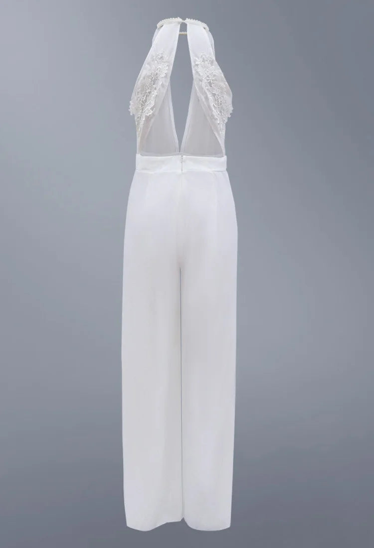 V Halterneck Jumpsuit Casual Trousers