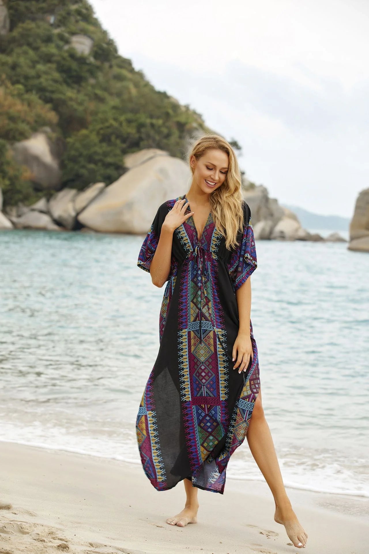 Loose Beach Dress With Colors