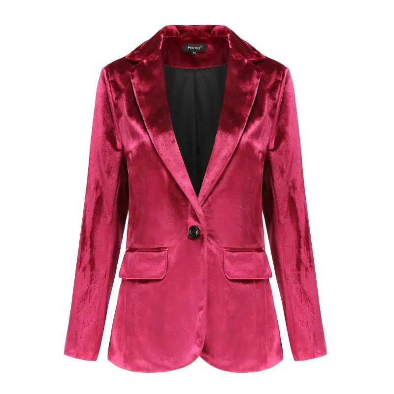 Pure color velvet coat