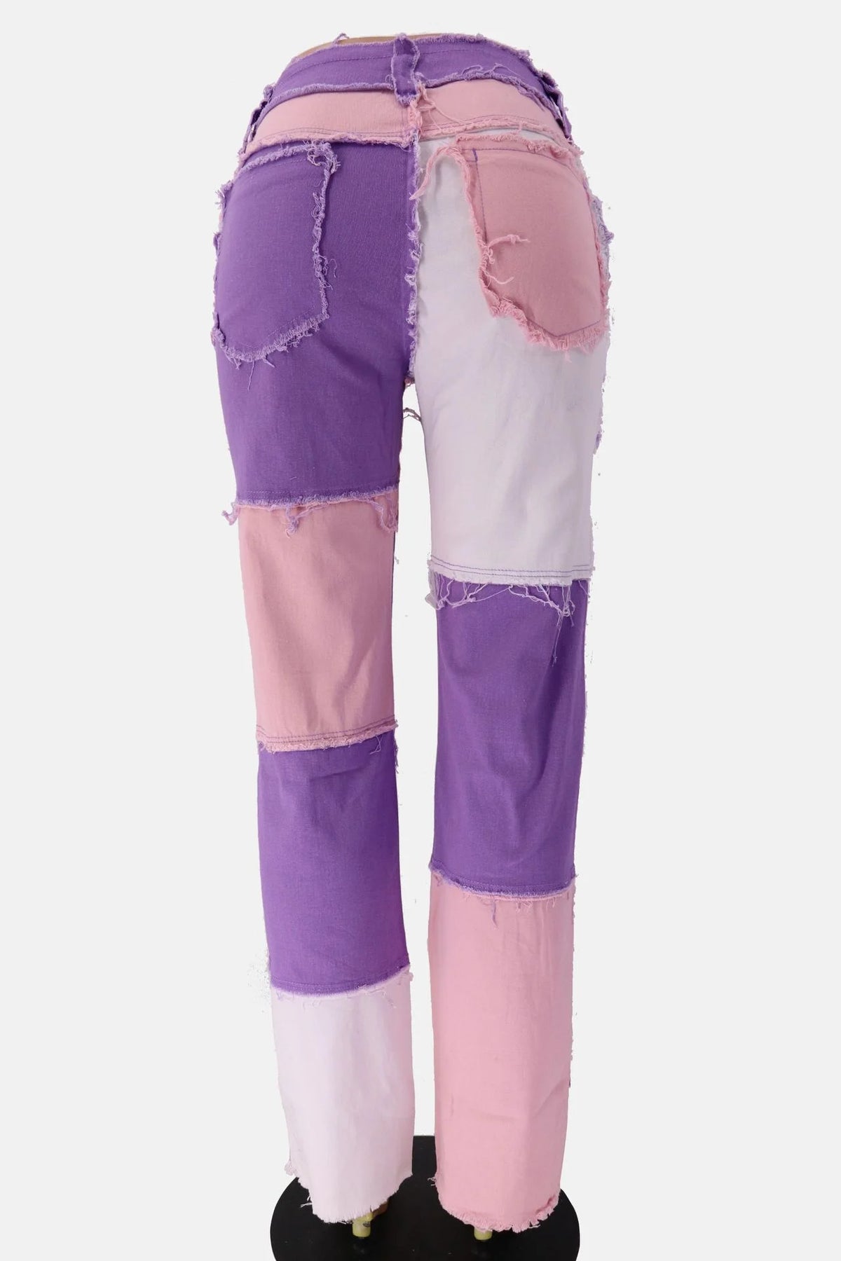Slim Fit Straight Leg Mixed Panel Jeans Pants
