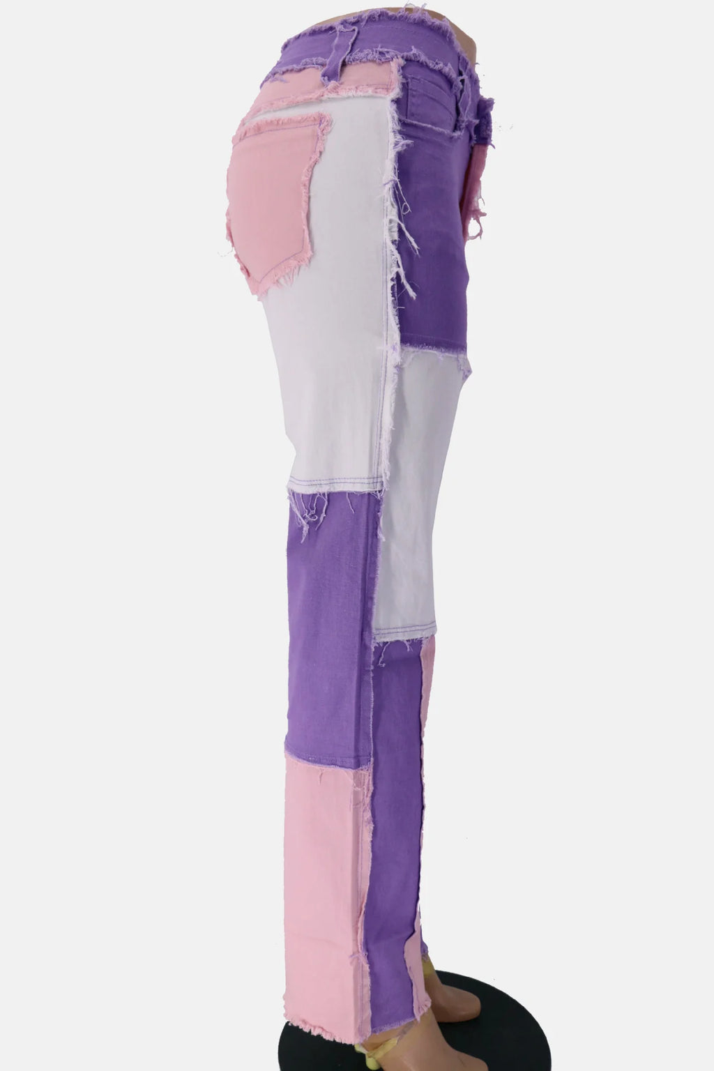 Slim Fit Straight Leg Mixed Panel Jeans Pants
