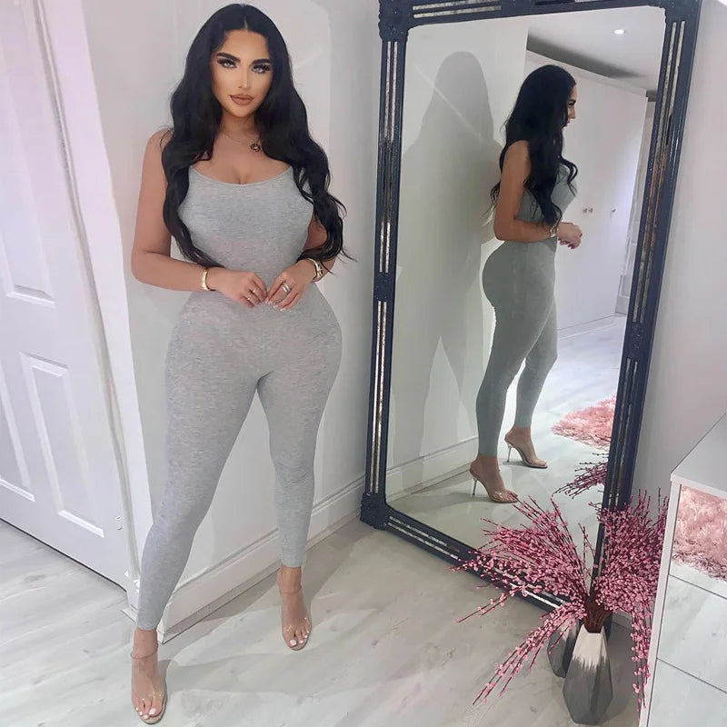 Solid Color Exercise Jumpsuit For Women