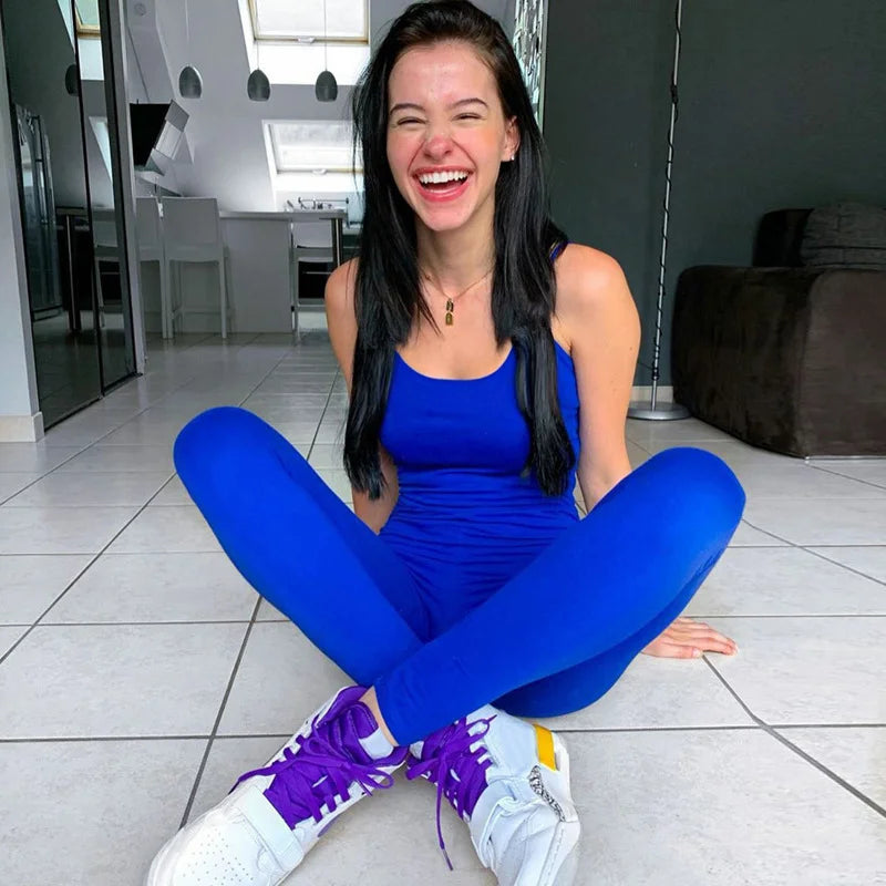 Solid Color Exercise Jumpsuit For Women