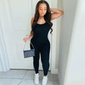 Solid Color Exercise Jumpsuit For Women