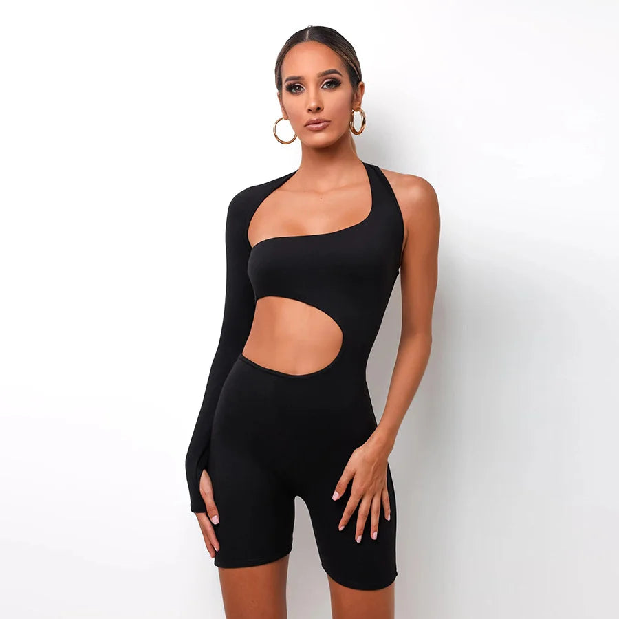 Long Sleeve Sexy Hollow Out Sports Jumpsuit