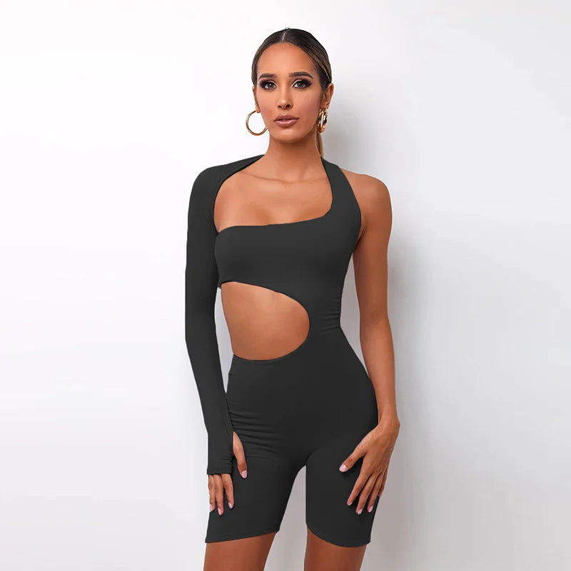 Long Sleeve Sexy Hollow Out Sports Jumpsuit