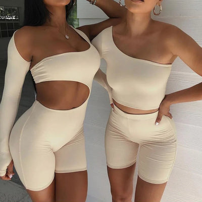 Long Sleeve Sexy Hollow Out Sports Jumpsuit