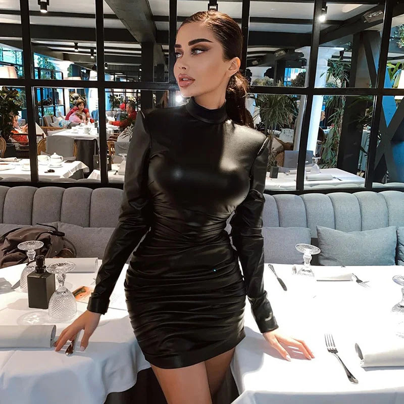 Sexy Slim And Crepe Long Sleeved Dress