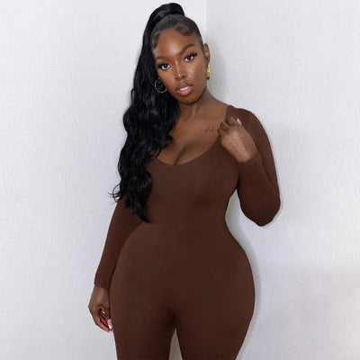 Long Sleeve Slim Butt Lift All In One Pants