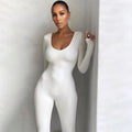 Long Sleeved Slim Fit Buttocks Lifting Leggings Jumpsuit For Women