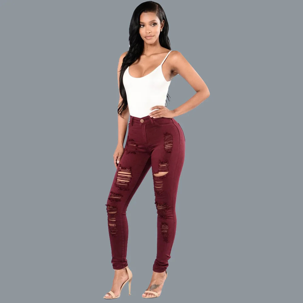 Ripped Jeans Knee Length Small Leg