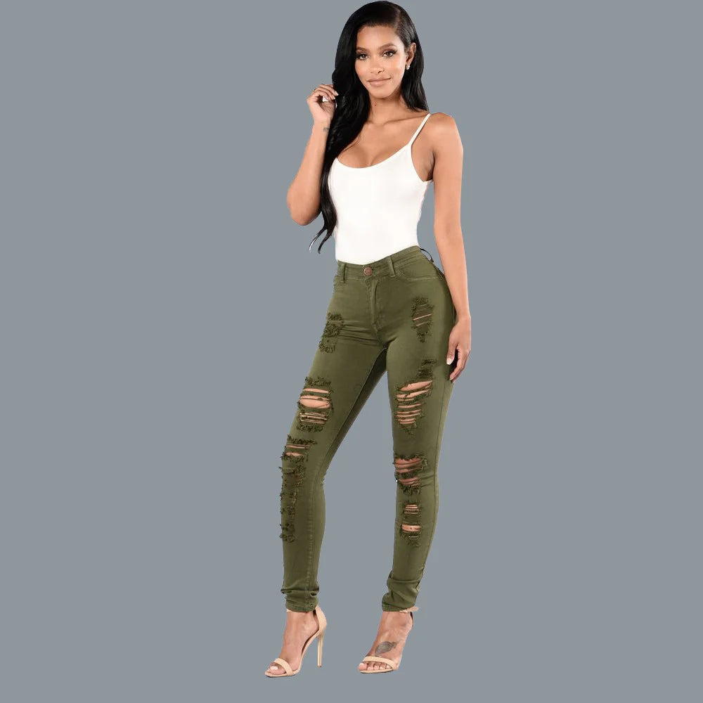Ripped Jeans Knee Length Small Leg