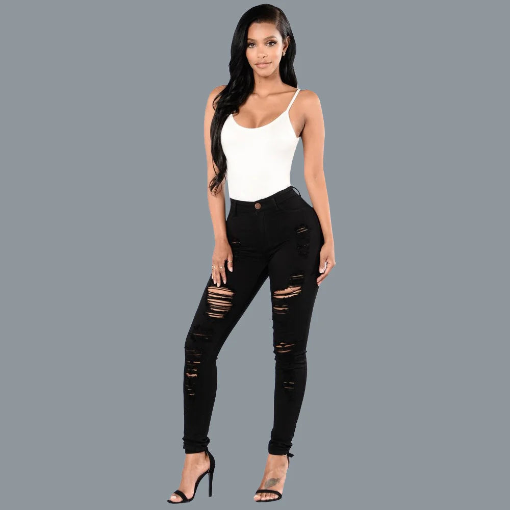 Ripped Jeans Knee Length Small Leg