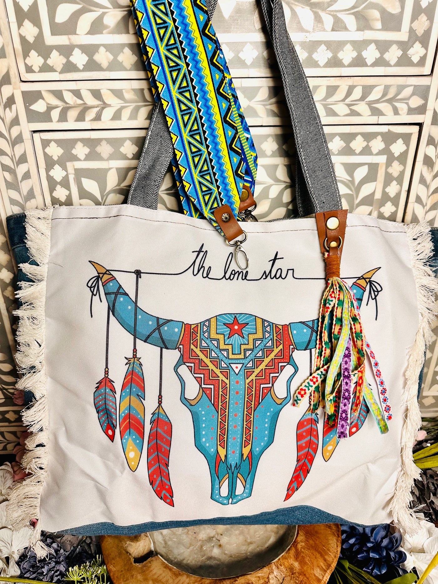Bali Treasures Denim bag Aqua Toro