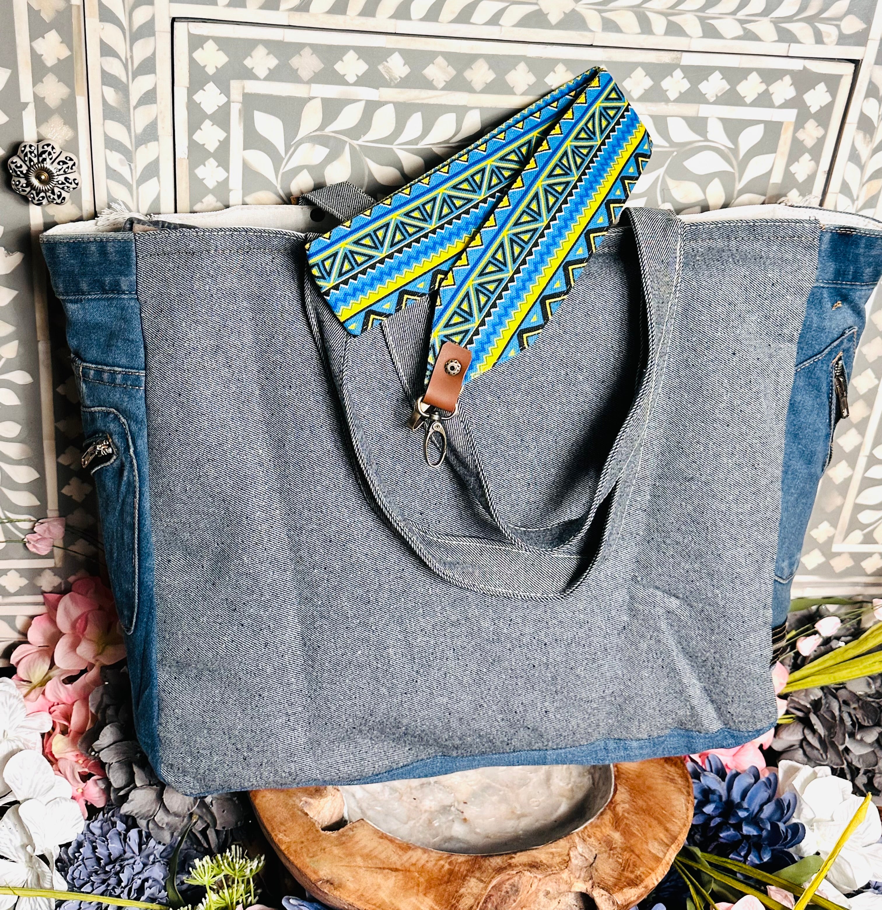 Bali Treasures Denim bag Aqua Toro