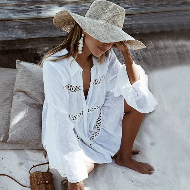 Beach Lace Shirt with Bell Sleeves