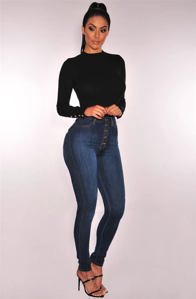 Slim Fit Elastic High Waist Jean